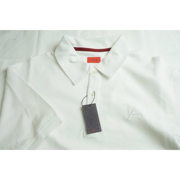 Isaia Napoli Maglia Jersey White Coral Logo Short Sleeve Polo Shirt 2XL NEW